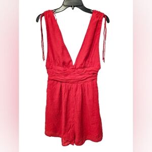 One Clothing Deep V-Neck Red Romper Women's Size Medium NWT